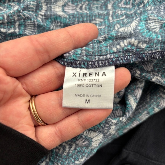 XIRENA Ambrose Belted Tiered Midi Dress Indigo Flora - Size Medium - Picture 6 of 9